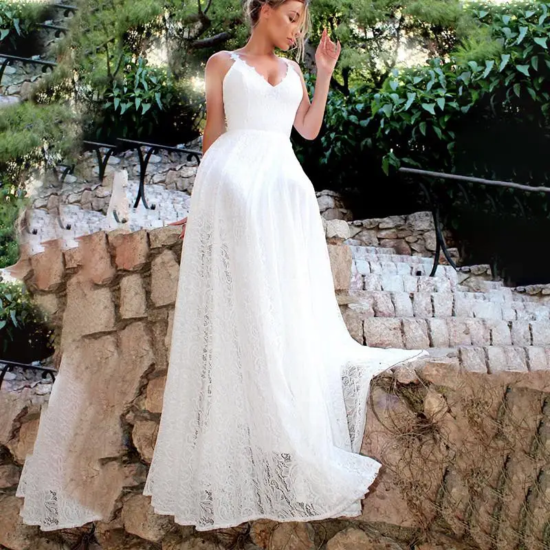 Precio Especial Vestido De Novia Adln De Noiva Vestido De Novia Tirantes Finos Sin Mangas Espalda Abierta Vestidos De Novia Bata De Mariee Personalizado May 2020