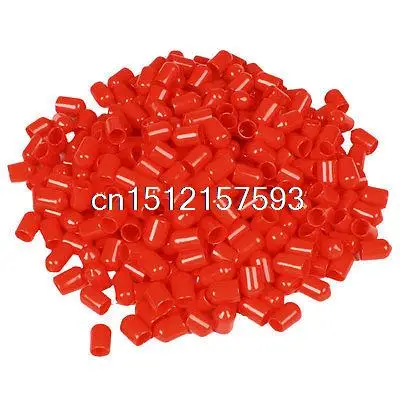 350 개 14mm 높이 8mm 내부 직경 원형 팁 빨간색 PVC 절연 엔드 캡
