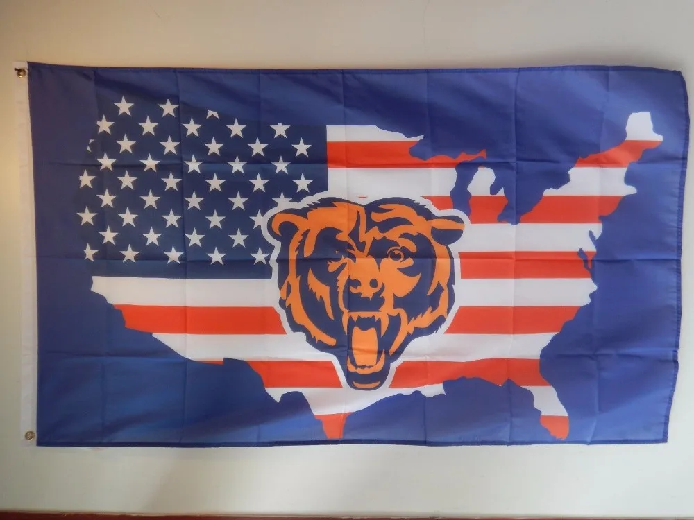 CHICAGO BEARS USA STARS&STRIPES FOOTBALL Indoor Outdoor College Flag