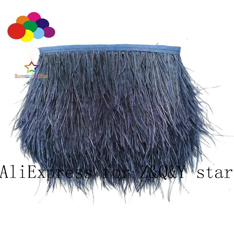 

Z&Q&Y natural beautiful ostrich hair dyed navy blue made cloth edge DIY clothing show craft accessories feather