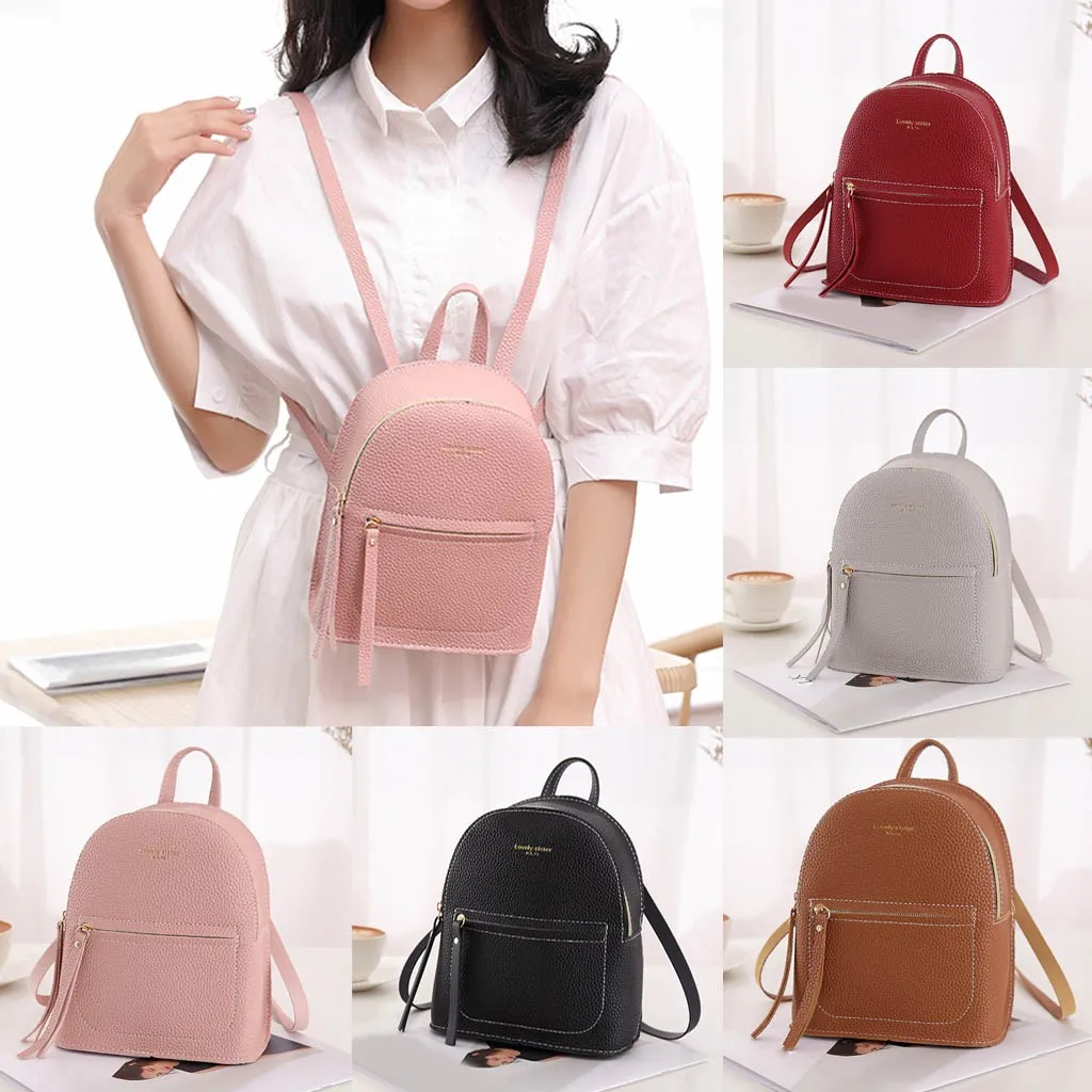 

sac a dos femme mochilas mujer Shoulders Small Backpack Letter Purse Portable Solid Zipper Europe fashion Solid Color