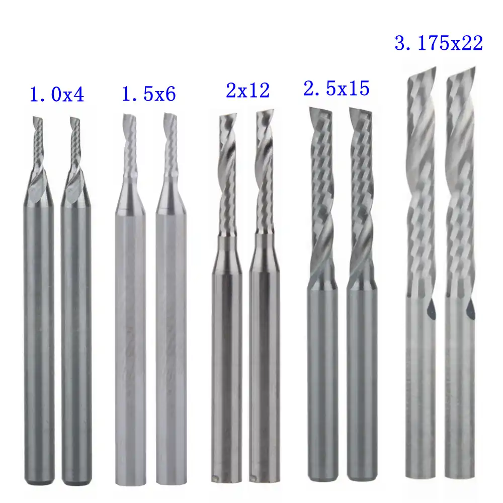 2pcs 1.5mm Single Flute Carbide Spiral End Mills Router Bit 8mm CEL