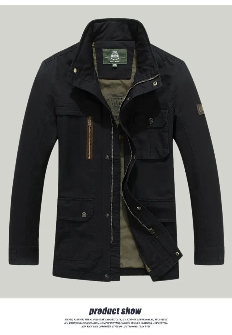 Роскошная брендовая зимняя куртка мужская ветровка Армия Военные куртка 100% хлопок мульти-Карманы Мужская верхняя одежда пальто плюс