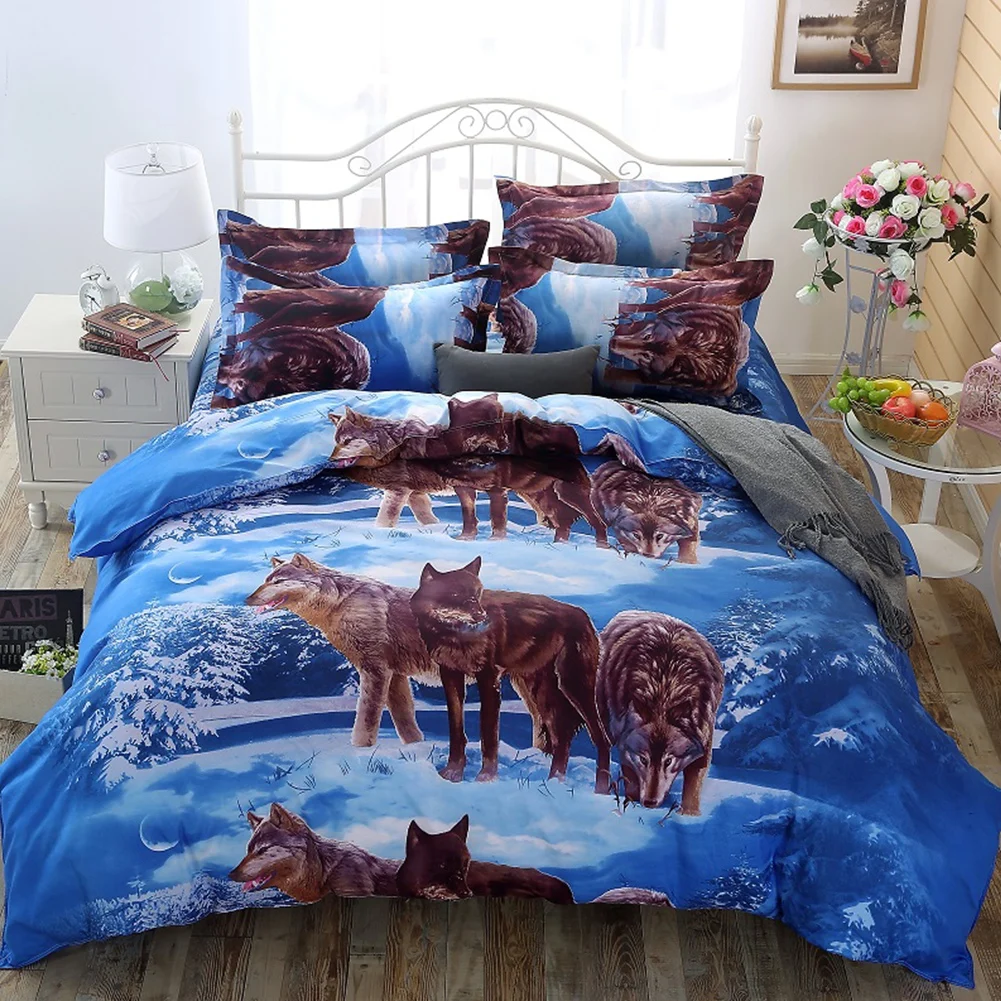 

Home Textiles 3D Bedding Set Europe America Comfy Bedding Set Home Soft Animal Printing Duvet Pillowcase Bed Set roupa de cama