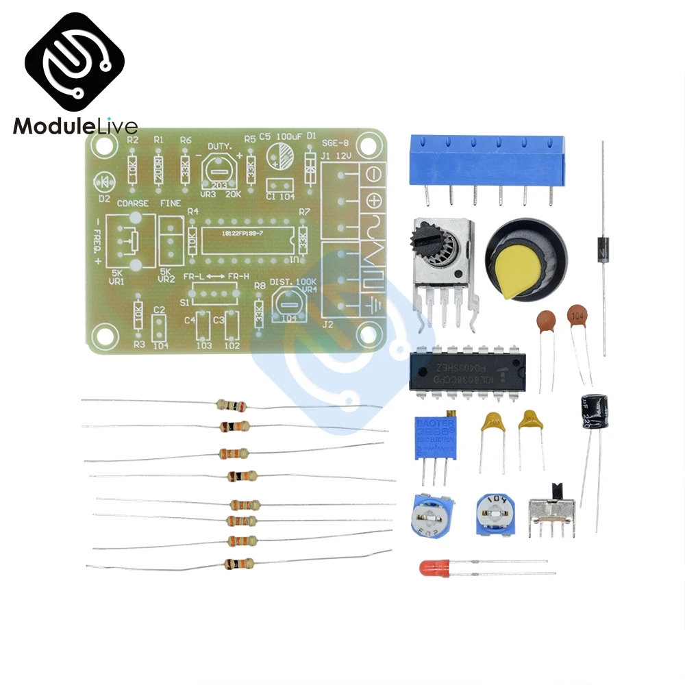 1 компл. ICL8038 монолитная функция генератор сигналов модуль DIY Kit синус квадратный треугольник электронная доска DC 12 В квадратная волна