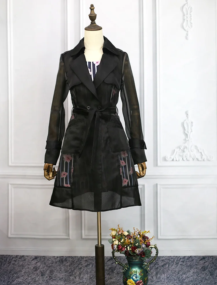 DEAT Новая летняя модная женская одежда, шаль, тонкое Свободное пальто, прозрачная ветровка, Солнцезащитная Женская одежда, Vestido ZA27411 - Цвет: black