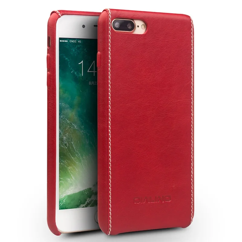 QIALINO чехол для iphone 8 plus Роскошный чехол из натуральной телячьей кожи для iphone 7 plus ультра тонкий модный для 4,7/5,5 дюймов - Цвет: Plain Pattern red