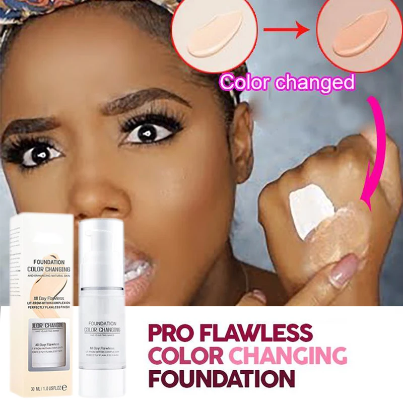 

Brand Color Changing Foundation SPF15 Full Coverage Liquid Foundation Base Makeup Concealer Cream Nude Face Cosmetics 30ml