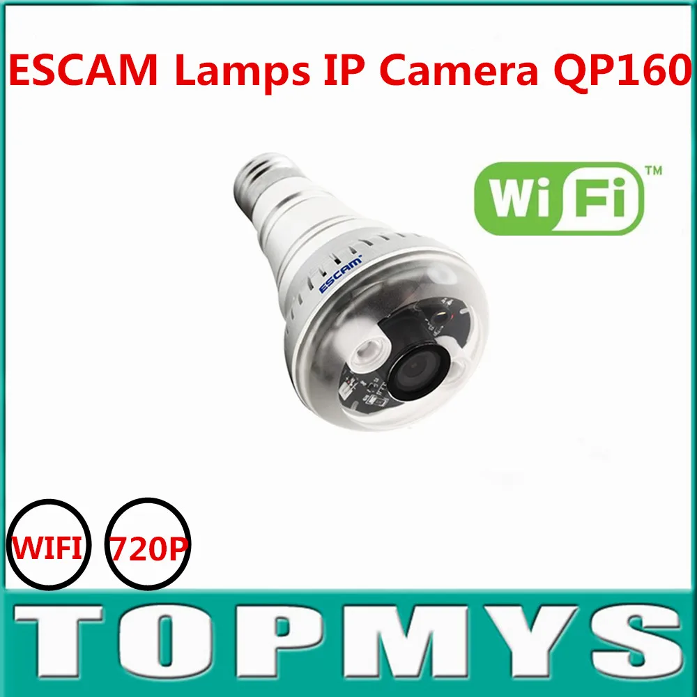 

ESCAM Lamps shape IP camera wireless Wifi Camera 720P bulid-in Microphone H.264 Compression Format SD Card Slot QP160