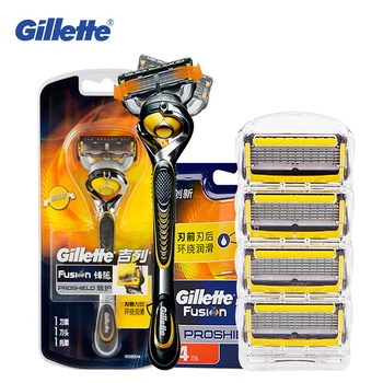 

Gillette Fusion Proshield shaving razor shaver blades for Men Brands Safety Razors beard shave Hair removal 1 Handle + 5 Blades