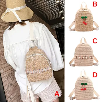 

2019 Casual Women Color Matching Wild Fashion Leisure Travel Bag Straw Student Bag Backpack Bolsa Feminina De Ombro Vintage 50