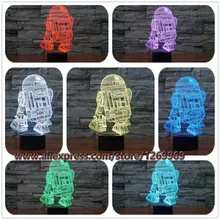 Hot Sale 3D Star Wars Warship Robot Kawaii R2-D2 Lamp 7 Colors Changing Night Light Fancy Bulb Touch Remote Controller Lighting