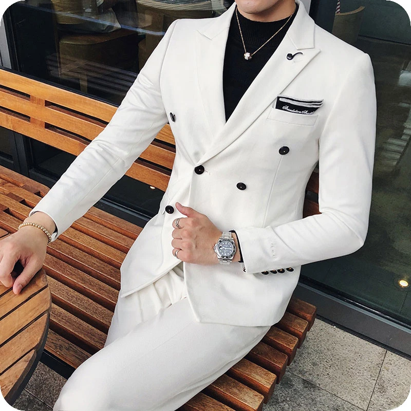 Ternos Masculino – costume de mariage 2 pièces blanc pour homme, Double  boutonnage, décontracté, smoking de marié, Blazer de bal, Slim Fit |  AliExpress