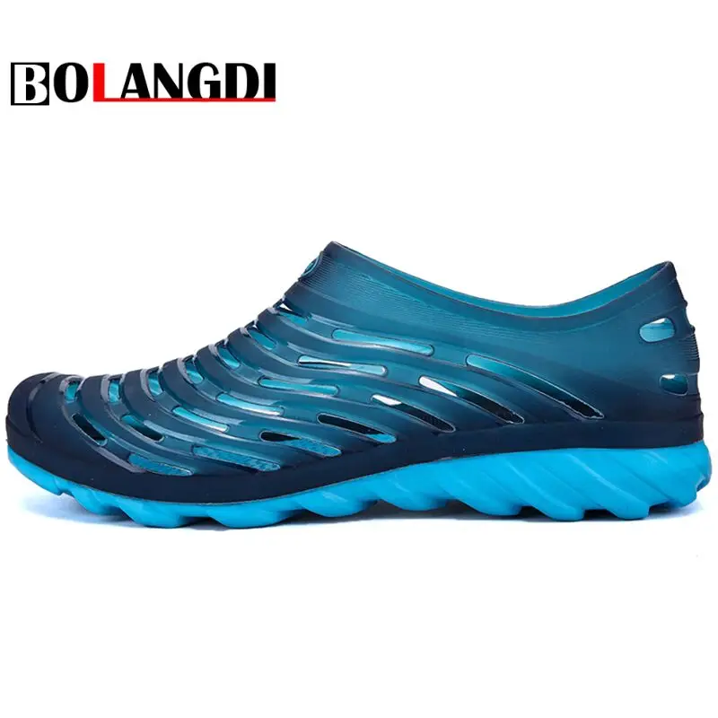 Bolangdi الصيف تنفس الرجال المياه الرياضة أحذية الجوف خارج شقة شاطئ أحذية رجالية أحذية المشي في الهواء الطلق الخوض المنبع