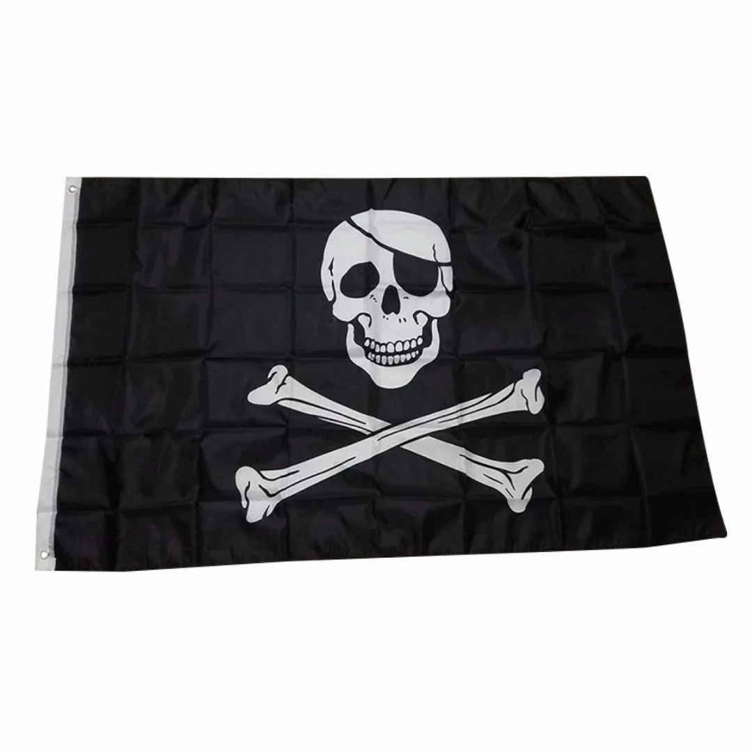 Mayitr Halloween Decor Skull and Cross Bone Sword Jolly Roger Pirate Flag 90x150cm