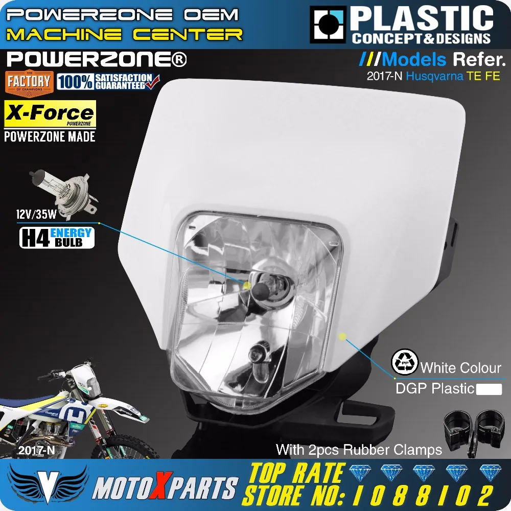 En Ligne PowerZone moto phare phare lampe frontale Supermoto carénage pour HUSQVARNA FE TE 2018 17 MX Dirt Bike Enduro