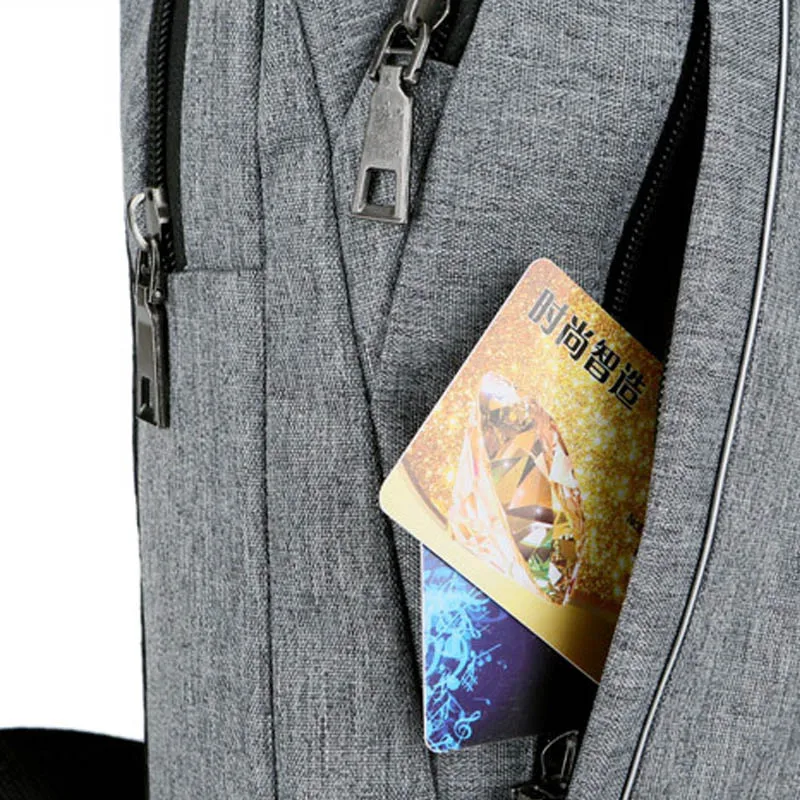 USB Charging Men Backpack Canvas Anti Theft Teenager Chest Bag Women Headphone Hole Casual Shoulder Bag Sac A Dos Homme BP0222 (4)