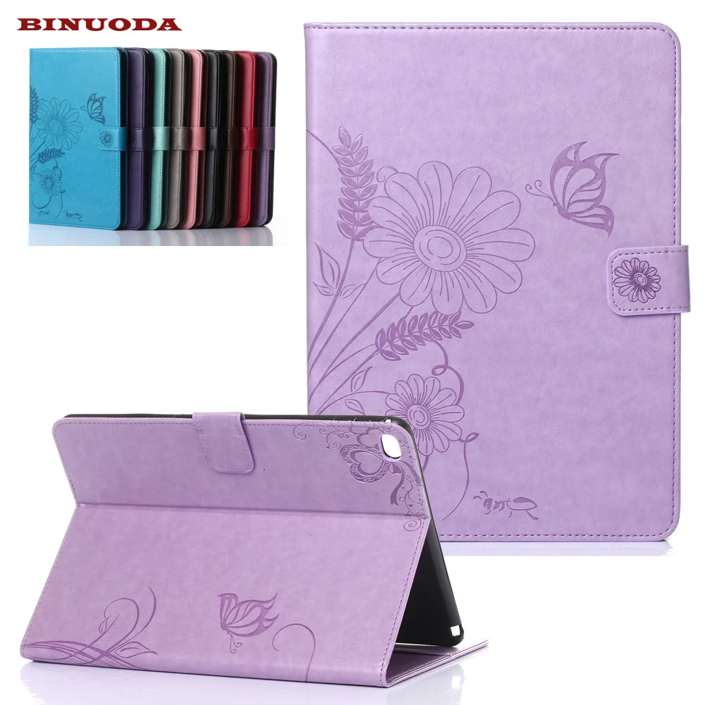 

For iPad Air2 iPad 6 Case Vintage Emboss Flower Butterfly PU Leather Stand Folio Flip Case Magnetic Book Cover for iPad Air 2