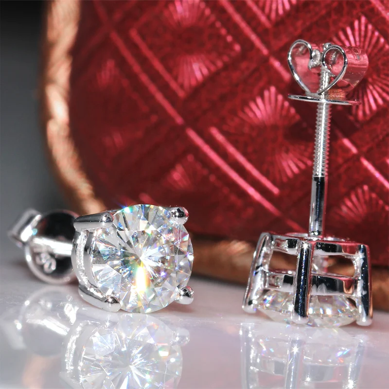 Серьги DovEggs из настоящего белого золота с муассанитом для женщин 14 к 585 2 CTW карата F