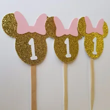 20 шт Минни Маус украшения для кексов 1 день рождения, пользовательские номер украшения для кексов, украшение для именинного торта, девушки Первые Вечерние