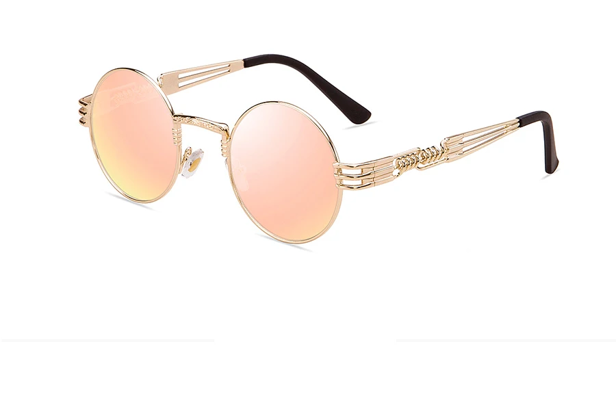 Ретро Круглые стимпанк Солнцезащитные очки UV400 защита Lunette Золотой Металл Весенние солнцезащитные очки для мужчин крутые круглые зеркальные оттенки