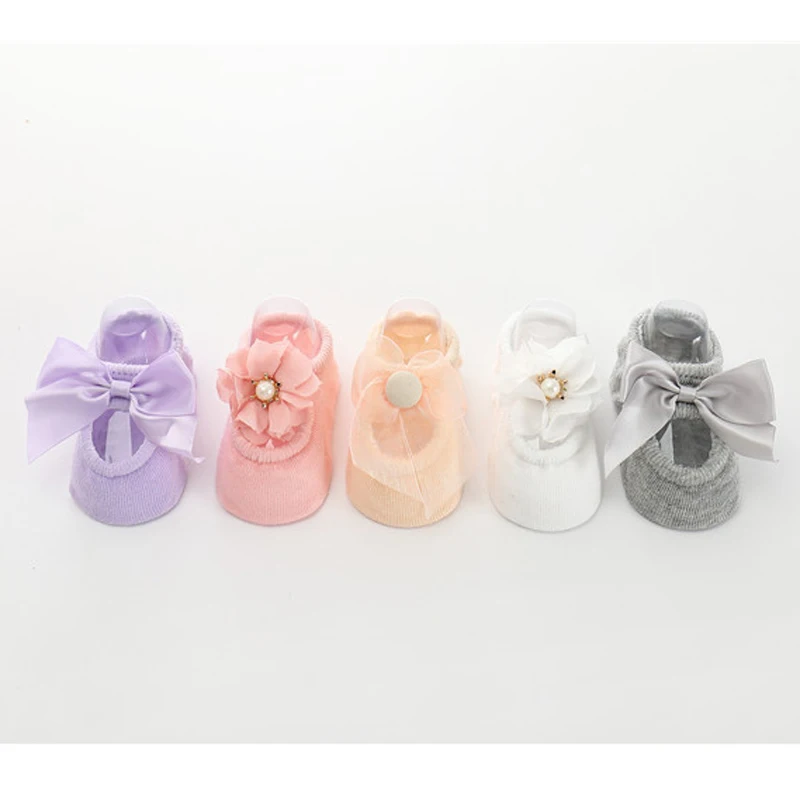 BalleenShiny 3 Pairs Bowknot Socks Baby Girls Princess Lace Flower Short Socks Child Kids Soft Cotton For Gift Hot Sale