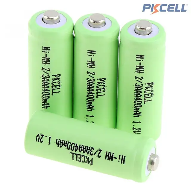 Pkcell 4pcs 2/3 AAA 400mAh 1.2V Ni MH LSD Rechargeable Battery for Toys