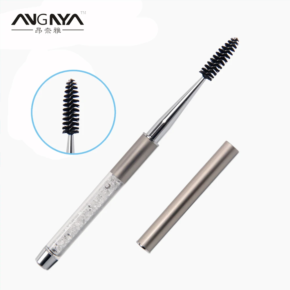 ANGNYA 1Pc Cosmetic font b Eyelash b font Brush Long Fake Mascara Applicator Rhinestone Metal Handle