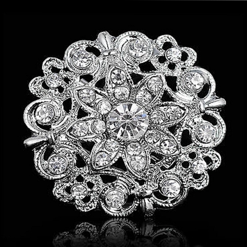 Rhinestone Brooch Pin Crystal Flower Brooches Bride Wedding Jewelry Gift Women Lady Dress Clothing Coat Accessories Gift
