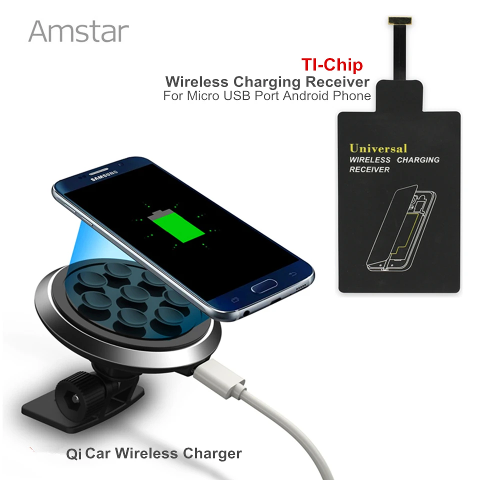 Amstar Qi Auto Draadloze Oplader voor iPhone X 8 Draadloze Autolader voor Samsung S8 S7 + Qi