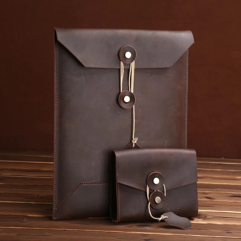 MacPro storage bag iPad Pro Business file bag briefcase Genuine leather inner jacket 13 / 15 inch laptop tablet protector bag