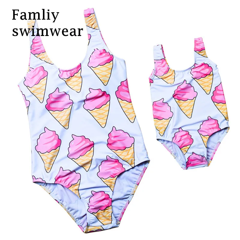 Mother and Daughter Swimwear Mommy Girl Swimsuit One piece Bathing Suit
