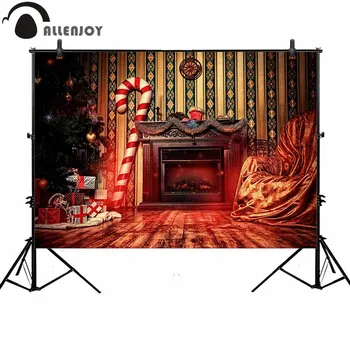 

Allenjoy Christmas fireplace photography background vintage magic room backdrop photobooth prop studio photocall decor