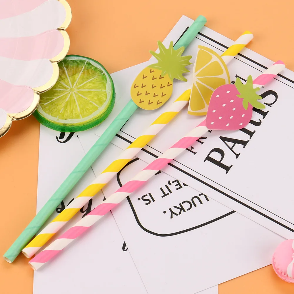 10PCS Paper Drinking Straws Straw Crazy Fruit Kids Girls Birthday Wedding Decorative Party Decoration Event Supplies | Дом и сад