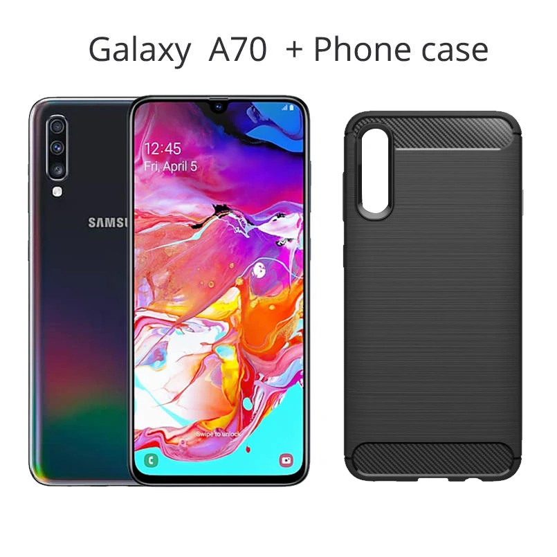 Смартфон samsung Galaxy A70 6," экран капли воды 6 ГБ/8 ГБ 128 Гб 25 Вт Быстрое зарядное устройство 32 МП фронтальная камера 4500 мАч 4G мобильный телефон - Цвет: With phone case