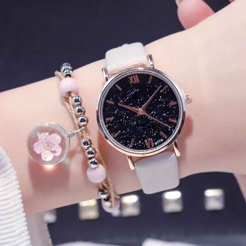

Women Student Quartz Watch Fashion Starry Sky Round Dial with Adjustable Strap LL@17