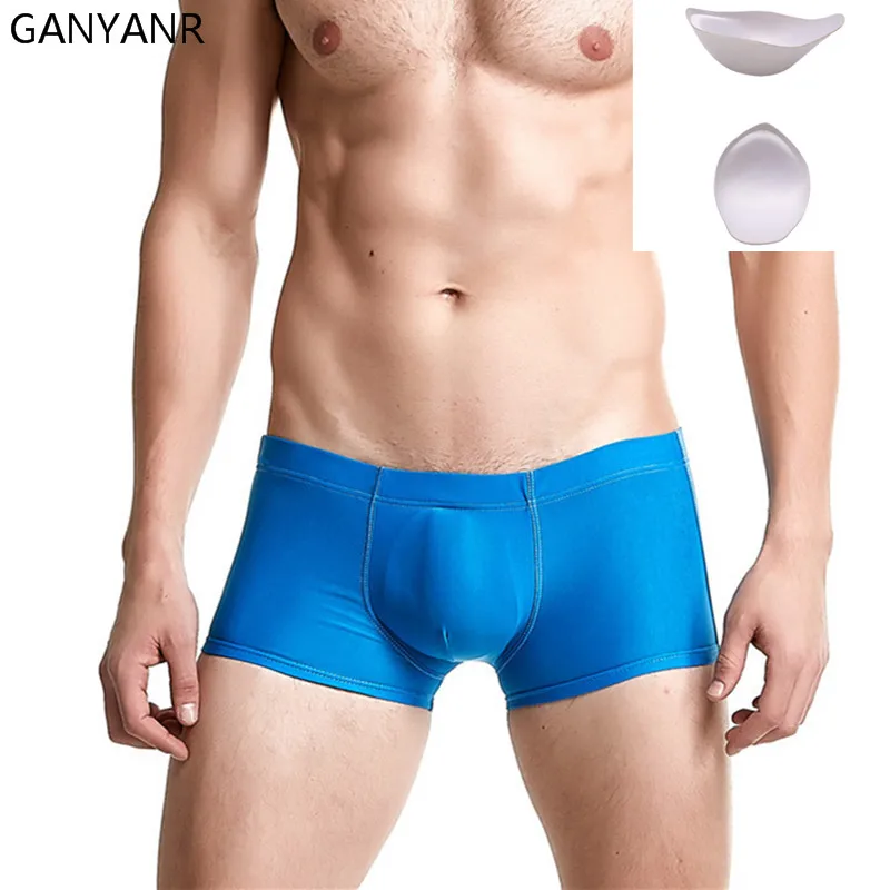 GANYANR Brand Swimming Trunks Men Plus Size Swimwear Gay Swimsuit Swim Shorts Briefs Solid Sexy Low Waist Penis Pouch Bulge 2017 | Спорт и