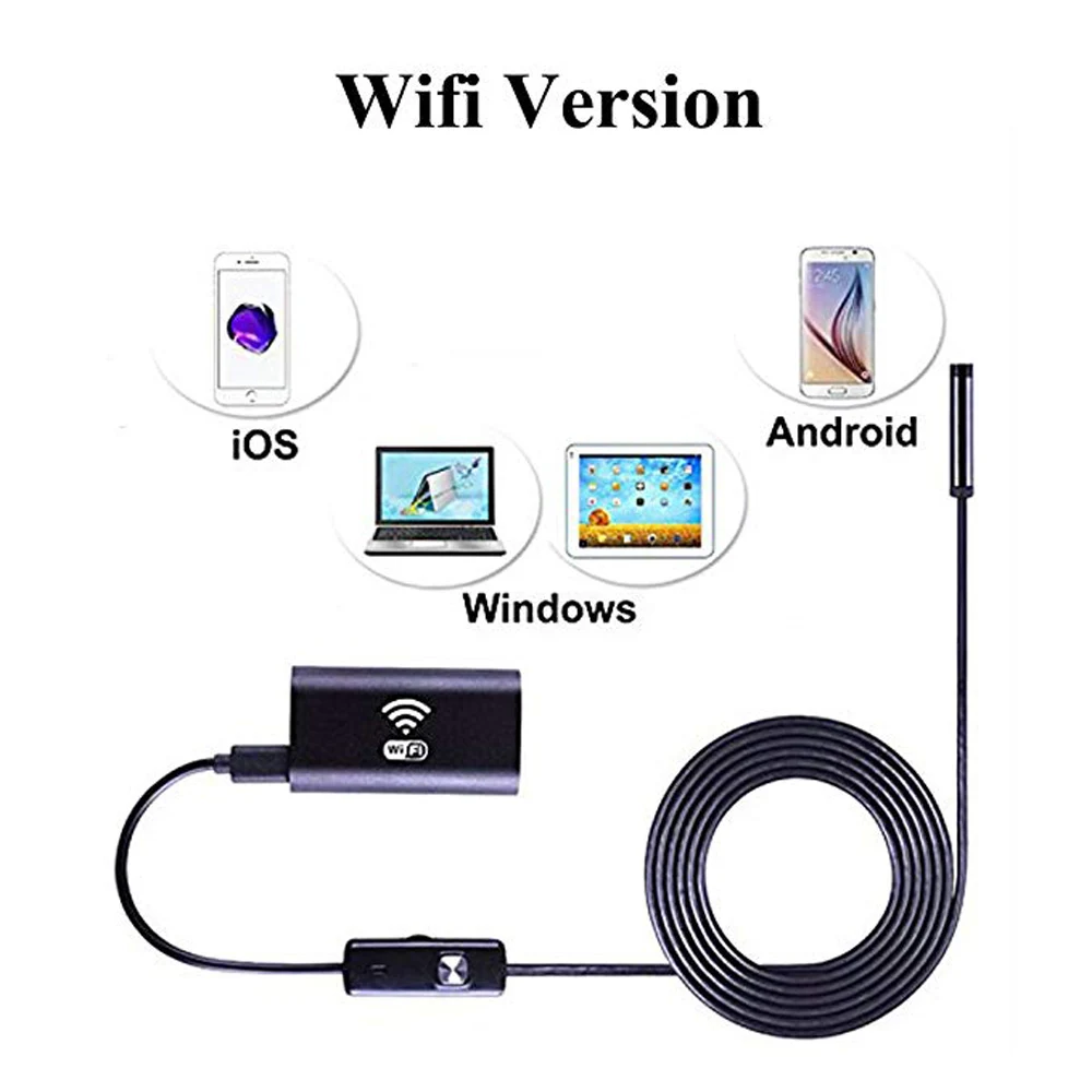 

8mm 1/2/5M WIFI Endoscope Camera Mini Waterproof Soft Cable Inspection Camera USB Endoscope Borescope IOS Endoscope For Iphone