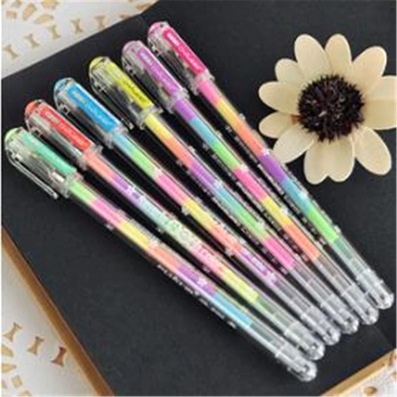 

Multi Color Rainbow Gradient Gel Pen 6 In 1 School Office Supplies Students Writing Painting Children Learning Stationery