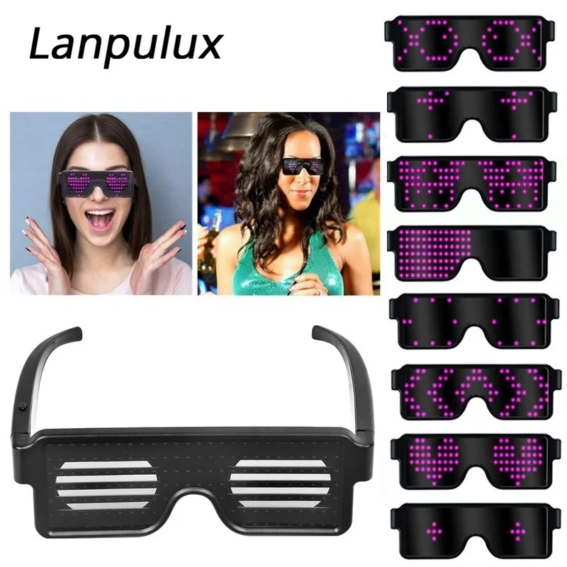 Lanpulux новинка светодиодные очки мигающий Ночной свет 5 видов цветов меняющийся