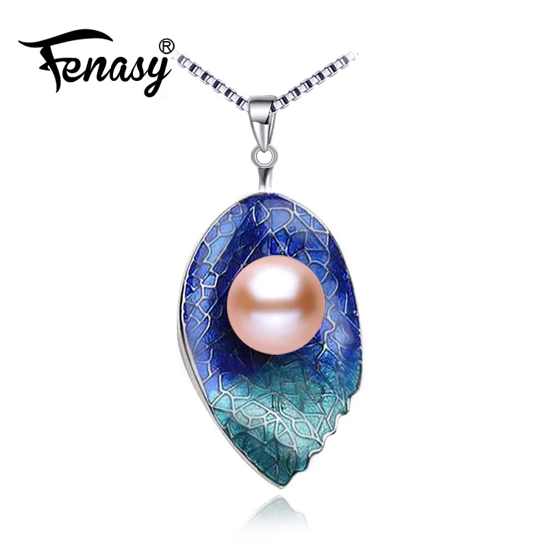 

FENASY Pearl Jewelry leaf chain necklace,Genuine natural Pearl Necklace for women,cloisonne 925 silver necklaces & pendants