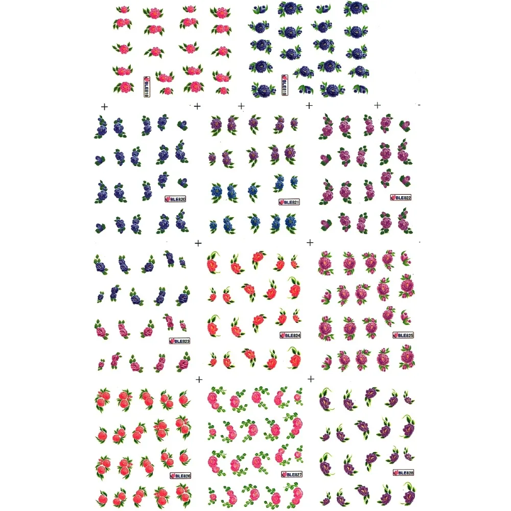 

11 PACKS/LOT UPRETTEGO NAIL ART BEAUTY WATER DECAL SLIDER NAIL STICKER HEMP AGRIMONY CHRISTMAS ROSE BLE818-828