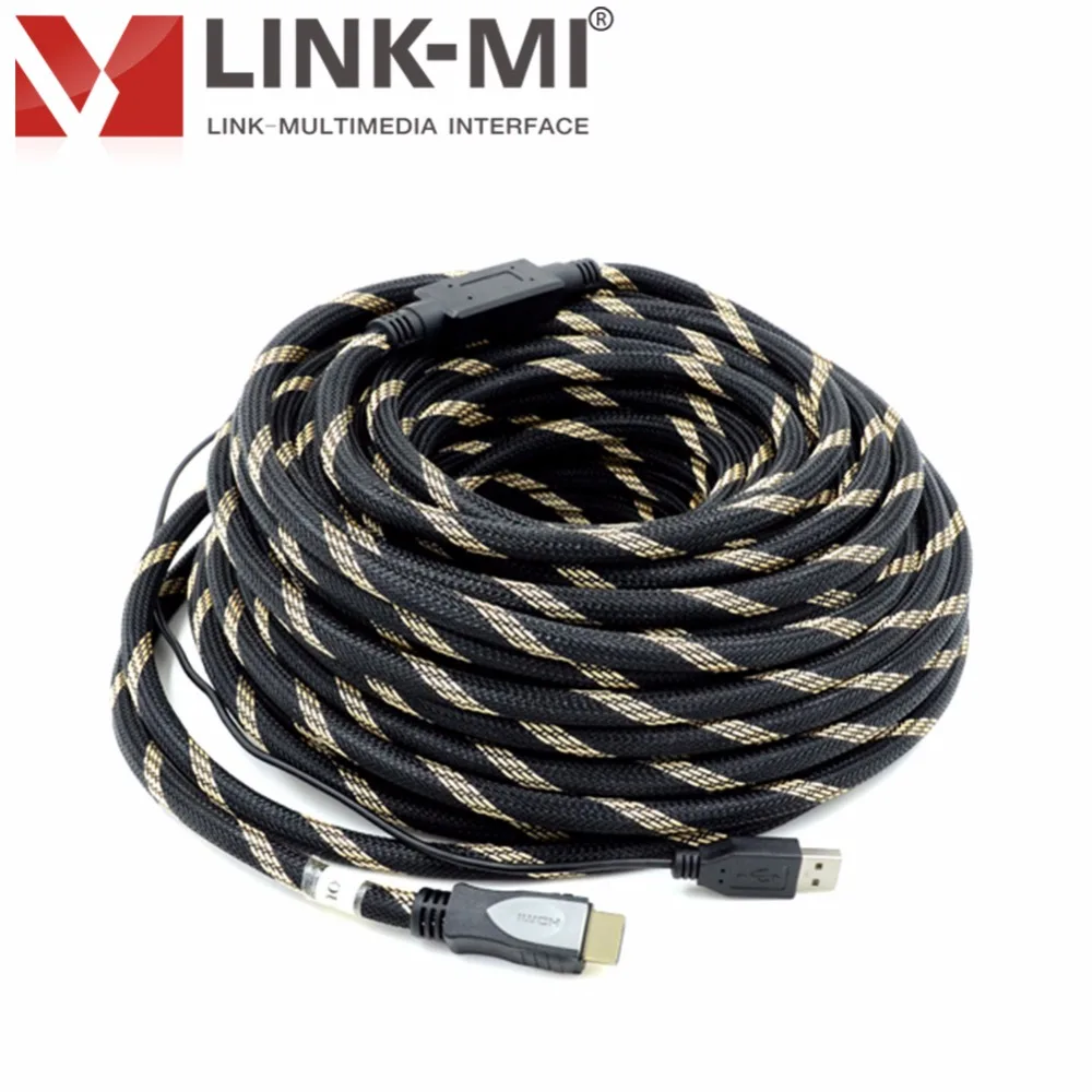 LINK-MI HDMI версии V1.4 поддержка 1920*1080 p 50 м кабель HDMI с IC усилитель сигнала чип штекер папа-папа