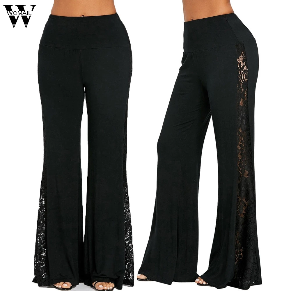

Womail Women Pants summer Lace Fashion Loose Trousers Pants Casual High Waist Long Wide Leg Pants daily Holiday J62