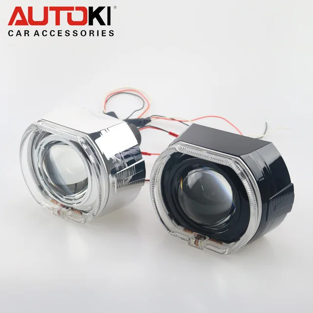 Autoki 3,0 дюймов Высокое качество led angel eye DRL кожух для 2,5 и 3,0 дюймов Биксеноновые линзы проектора