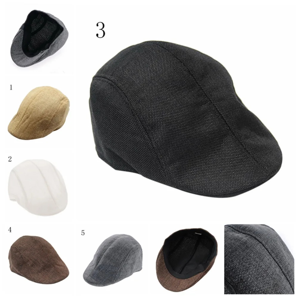 

5 Colors Mens Vintage Herringbone Flat Cap Boy Male Durable Sports Peaked Riding Hat Beret Country Golf Hats Caps 1PC