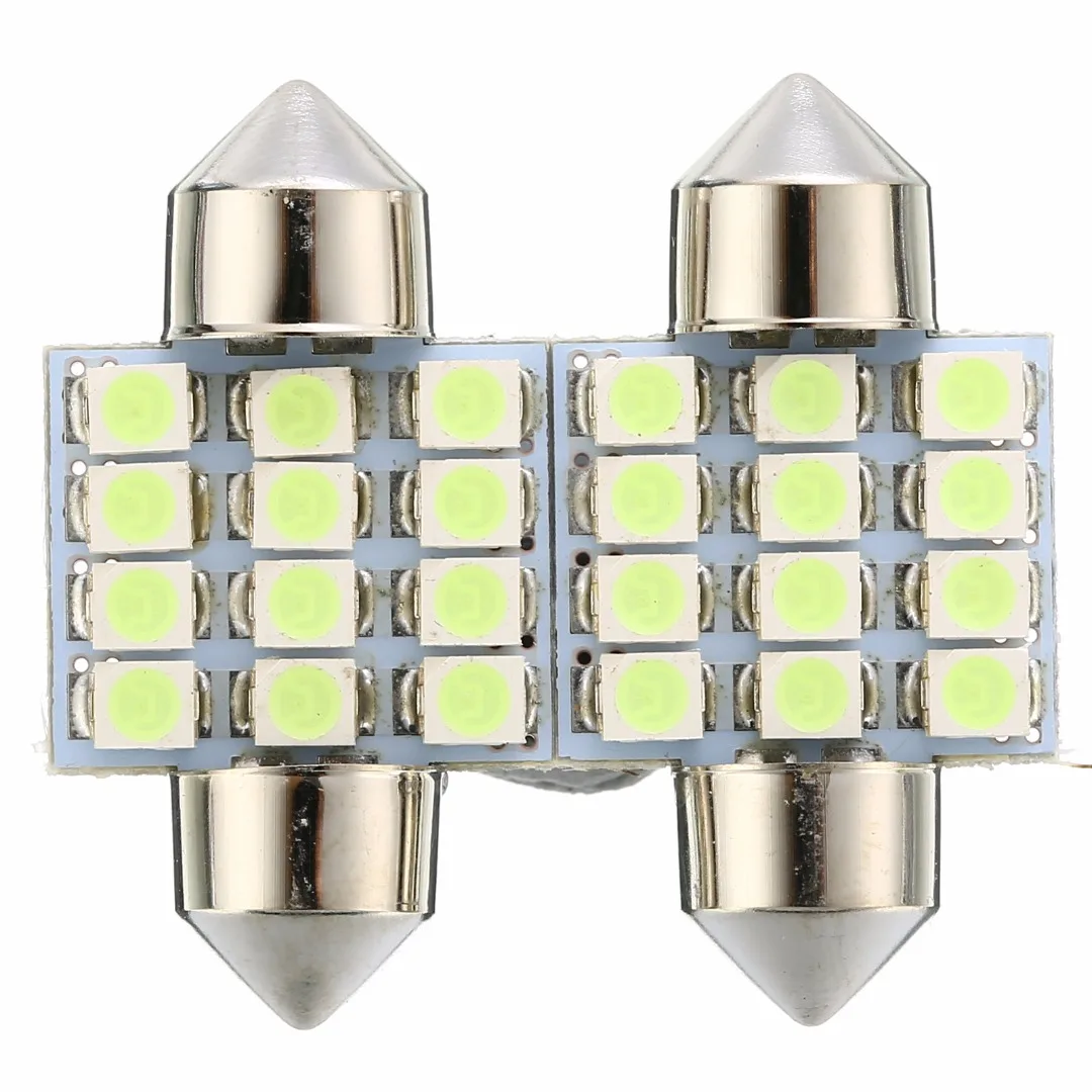 2Pcs/Set 31mm Festoon Light 12SMD LED Ice Blue Car Interior Dome Map Reading Door Lamp Bulb Auto Rear Lights