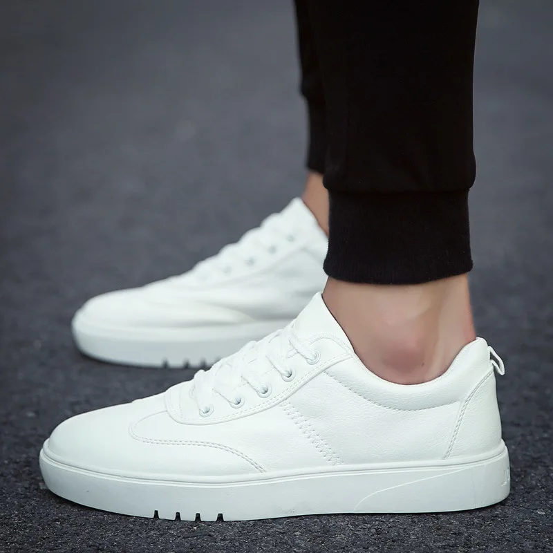 

PU Spring Autumn Solid Men Casual Shoes Low Fashion Shallow Lace Up Sneakers Sewing Casual Breathable Men's Vulcanize Shoes