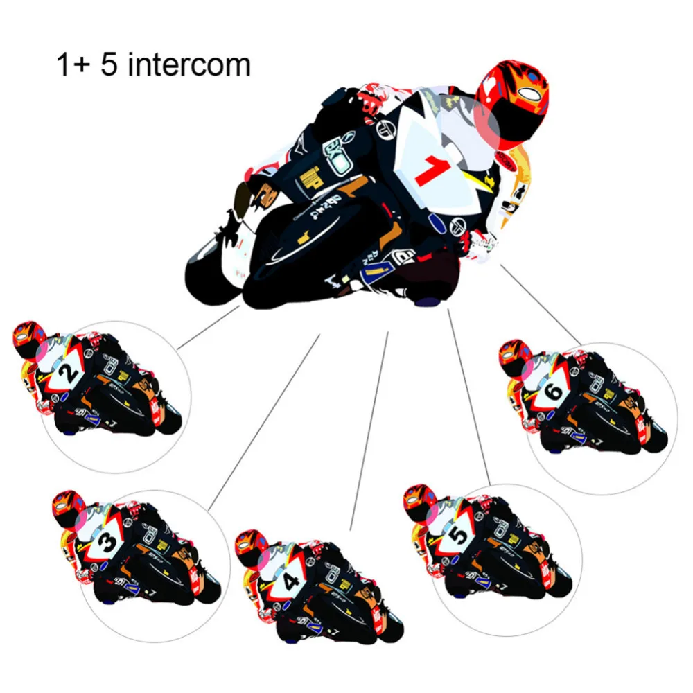 Горячая V6 1200 M для внутренней связи в мотоциклетном шлеме внутреннее соединение шлема гарнитура для 6 гонщиков, цена за 1 шт, от 1 до 5 Интерком