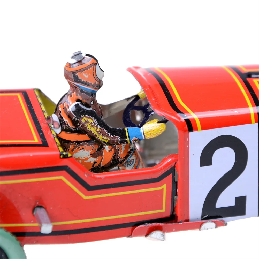 Windup красная модель гоночной машины Заводной оловянный автомобиль игрушка коллекционный подарок Восстановление древней игрушки Железный Металл ручной работы Винтаж Классический